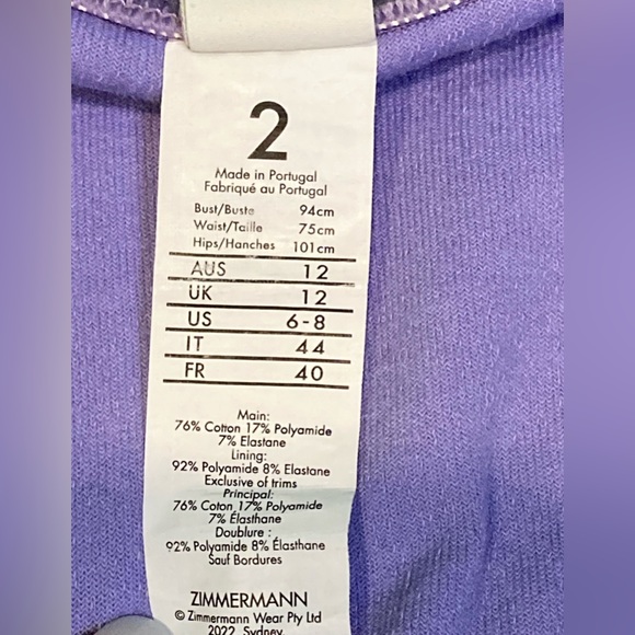 NWT Zimmerman Lilac Terry Cloth Bikini Bottom - Sz 6-8 - Picture 6 of 6